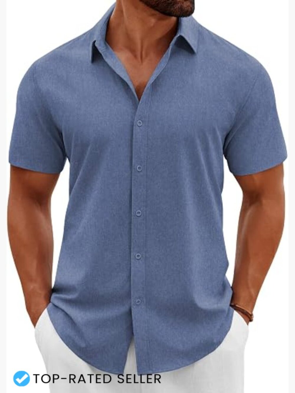 Short Sleeve Button Down Shirt Casual Summer Wedding Beach Vacation Linen Fit